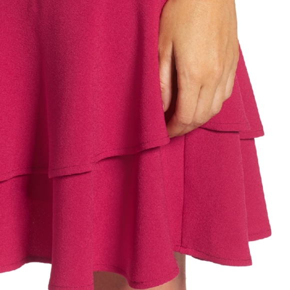 ELIZA J Dress 14P Stretch Ruffle Crepe Sheath Minidress in Berry - Picture 2 of 9